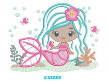 Carica l&#39;immagine nel visualizzatore di Gallery, Mermaid embroidery designs - Princess embroidery design machine embroidery pattern - Mermaid applique design disney embroidery - Baby girl

