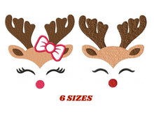 Charger l&#39;image dans la galerie, Christmas Rudolf Reindeer Embroidery Design - Xmas embroidery designs machine embroidery pattern - Holiday embroidery file instant download
