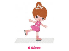 Cargar imagen en el visor de la galería, Ice Skater embroidery designs - Baby girl embroidery design machine embroidery pattern - Winter embroidery file - girl with ice skates
