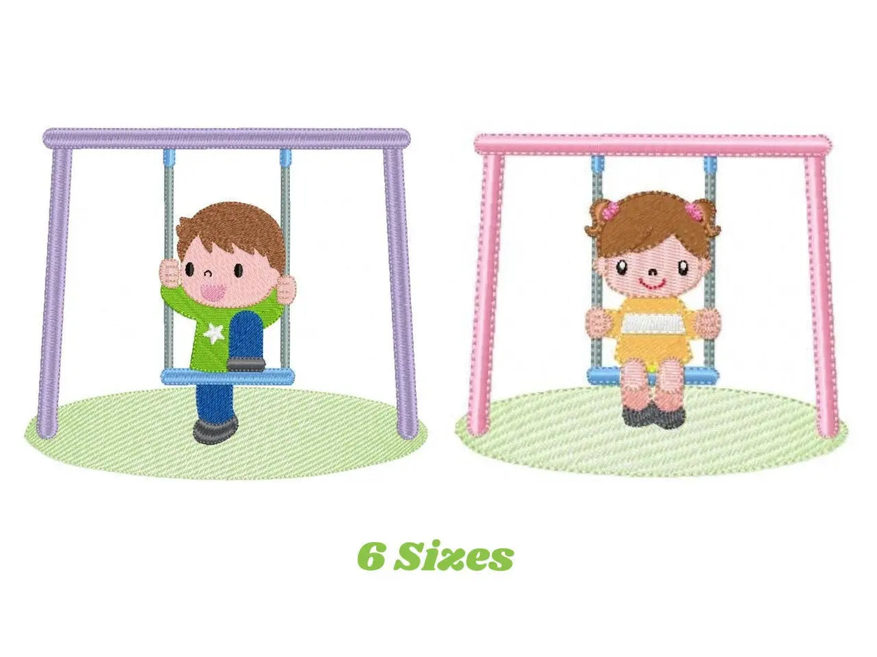 Boy embroidery designs - Girl embroidery design machine embroidery pattern - boy on swing embroidery file - kid embroidery instant download Marcia Embroidery
