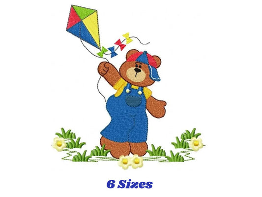 Kite embroidery designs - Boy embroidery design machine embroidery pattern - Bear embroidery file Bear design sky embroidery kid embroidery Marcia Embroidery