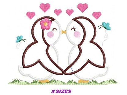 Penguin embroidery design - Animal embroidery designs machine embroidery pattern - love embroidery file - valentines Penguin applique design Marcia Embroidery