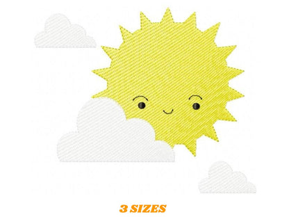Sun embroidery design - clouds embroidery design machine embroidery pattern - sky embroidery file - kid boy embroidery instant download