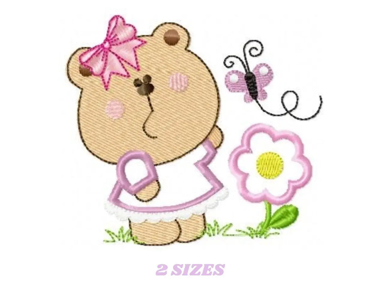 Bear embroidery designs - Teddy embroidery design machine embroidery pattern - Bear with butterfly embroidery - baby girl embroidery file Marcia Embroidery