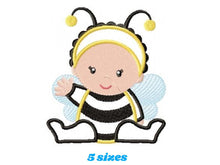 Load image into Gallery viewer, Bee embroidery design - Baby Girl embroidery designs machine embroidery pattern - Children embroidery file - bee aplique design Halloween
