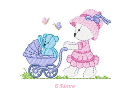 Bear embroidery designs - Mama bear embroidery design machine embroidery pattern - Baby Girl embroidery file - instant digital download Marcia Embroidery
