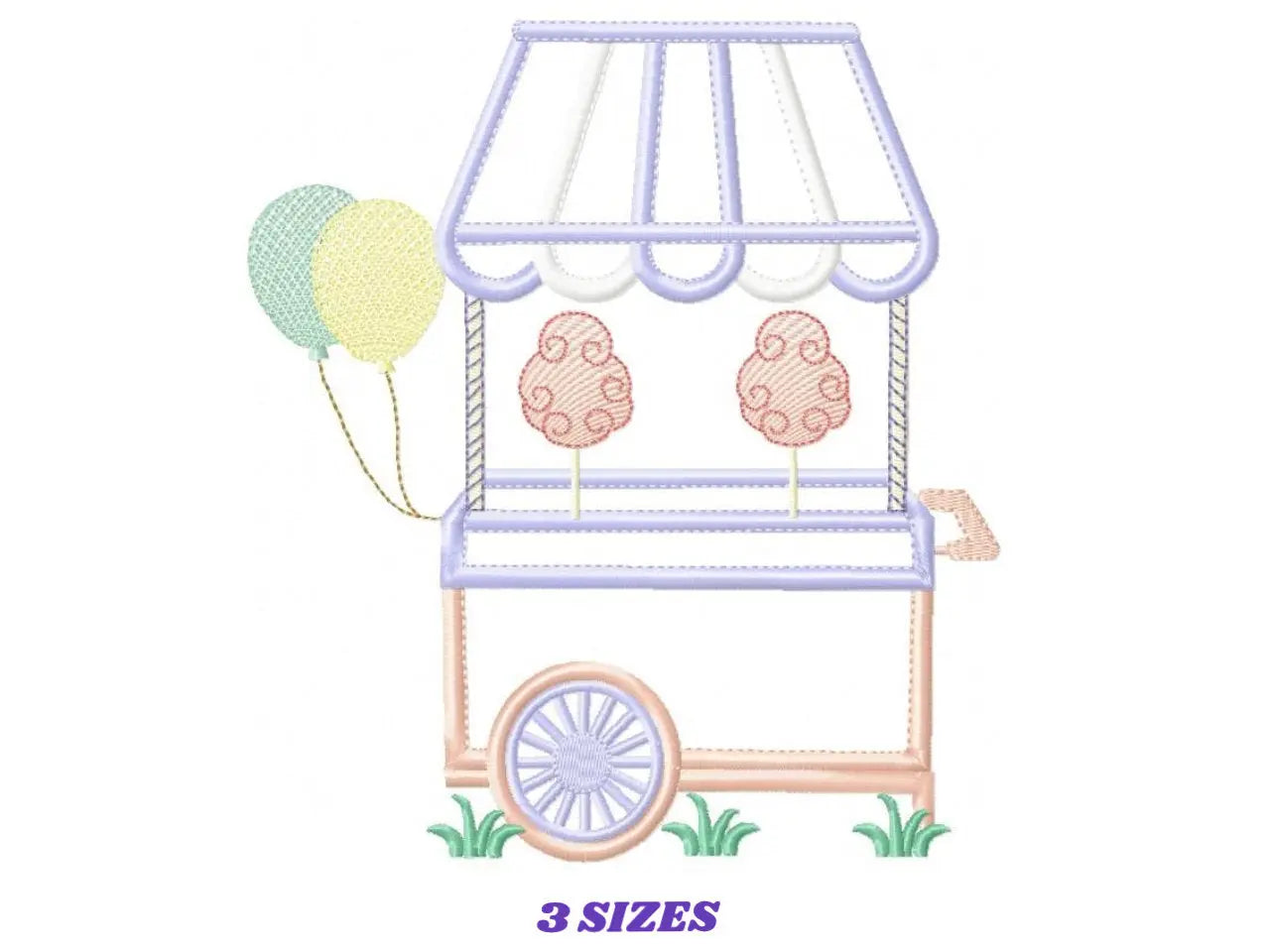 Cotton cart embroidery designs - Candy embroidery design machine embroidery pattern - party embroidery file - cotton candy cart applique PES Marcia Embroidery