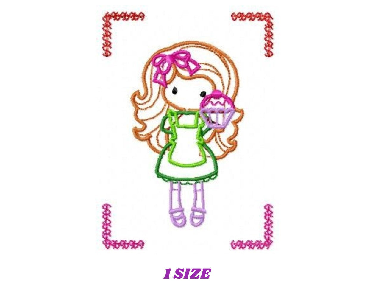 Cooker embroidery designs - Baby girl embroidery design machine embroidery pattern - girl with cupcake embroidery file - instant download