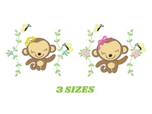 Monkey embroidery designs - Safari embroidery design machine embroidery pattern - Animal embroidery file - instant download newborn nursery