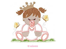 Laden Sie das Bild in den Galerie-Viewer, Baby girl embroidery design - Baby with crown embroidery design machine embroidery pattern - Toddler embroidery file - newborn nursery
