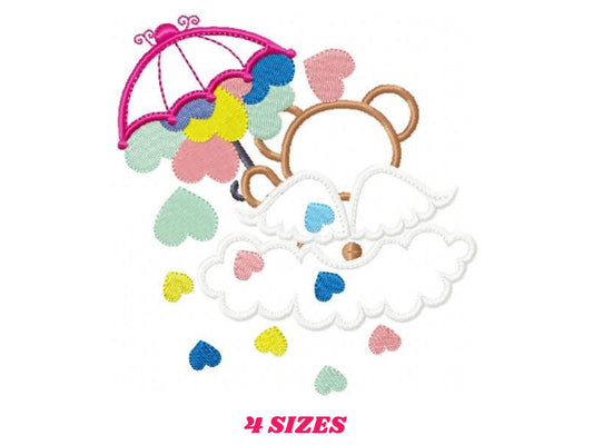 Bear Angel embroidery design - Teddy bear embroidery design machine embroidery pattern - Angel bear applique design - instant download