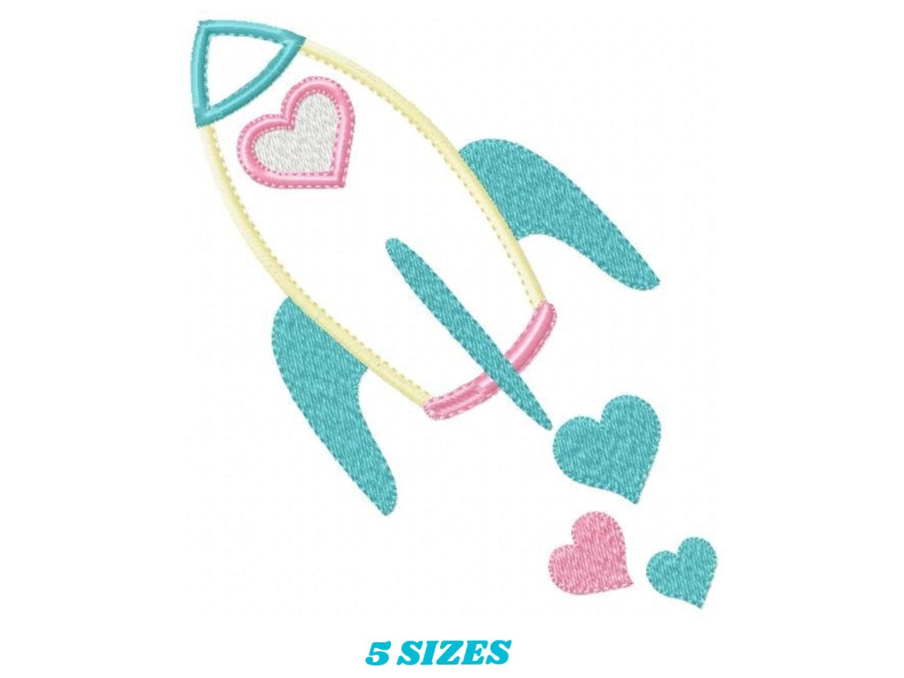 Rocket embroidery designs - Spaceshift with hearts machine embroidery pattern - Baby Girl Astronaut -  Rocket applique - Instant download