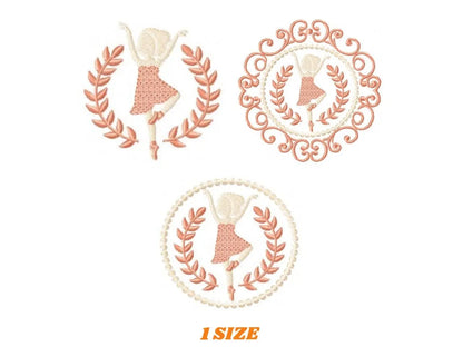 Ballerina embroidery designs - Ballet embroidery design machine embroidery pattern - baby girl embroidery file - Ballerina Wreath Laurel hus Marcia Embroidery