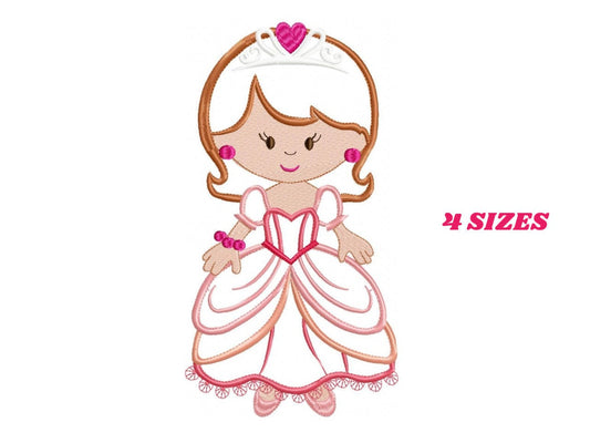 Princess embroidery designs - Queen with party dress machine embroidery pattern - Princess applique - Instant digital download pes jef dst