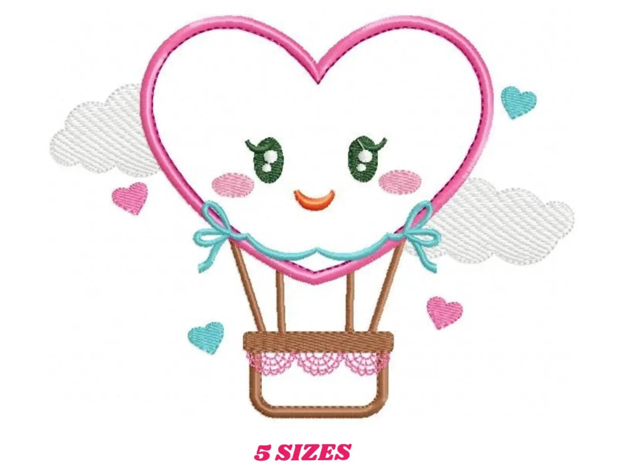 Heart Balloon embroidery designs - Hot air balloon embroidery design machine embroidery pattern - Heart applique design - Instant download Marcia Embroidery