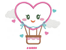 Cargar imagen en el visor de la galería, Balloon embroidery designs - Hot air balloon embroidery design machine embroidery pattern - Sky embroidery Heart embroidery applique design
