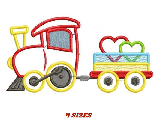 Train embroidery designs - Vehicle embroidery design machine embroidery pattern - boy embroidery file - instant download train with wagon