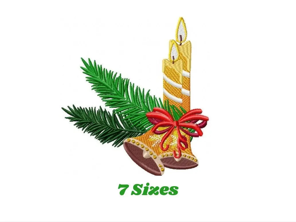 Candle embroidery designs - Christmas Decoration embroidery design machine embroidery pattern - Christmas embroidery file Bell embroidery Marcia Embroidery