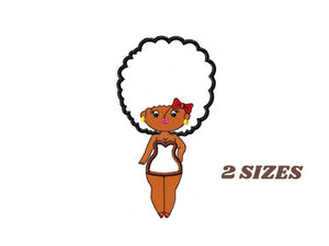 Afro american embroidery designs - Curly hair girl embroidery design machine embroidery pattern - Afro Hair applique design instant download