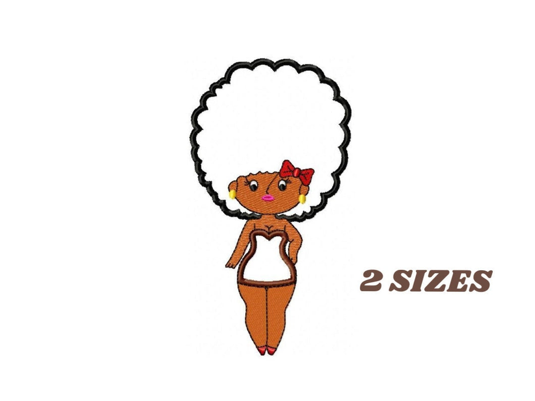 Afro american embroidery designs - Curly hair girl embroidery design machine embroidery pattern - Afro Hair applique design instant download