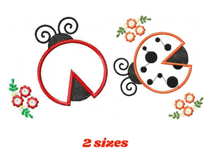 Ladybug embroidery designs - Garden animal insect machine embroidery pattern - Ladybug applique design - Instant download pes jef dst vp3