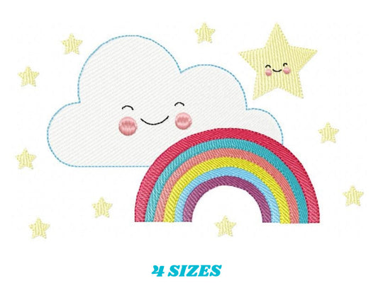 Cloud embroidery design - rainbow embroidery designs machine embroidery pattern - sky embroidery file - kid embroidery rainbow fill stitch