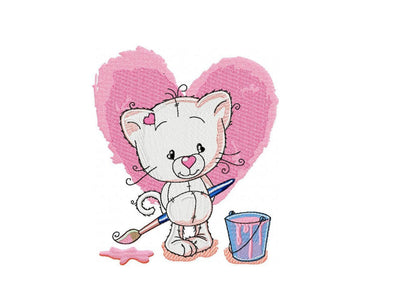 Cat embroidery design - Animal embroidery designs machine embroidery pattern - Kitty embroidery file - baby girl embroidery instant download