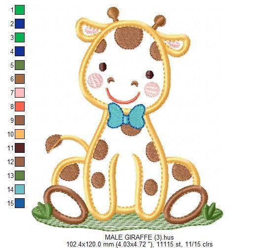 Giraffe embroidery design - Animal embroidery designs machine embroidery pattern - Baby boy embroidery file - Giraffe applique digital file