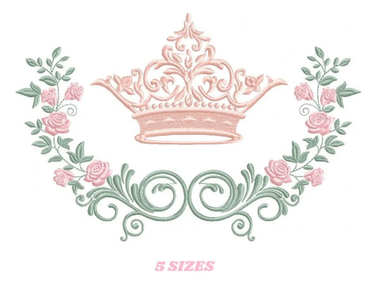 Crown embroidery designs - Laurel Wreath with Crown embroidery design machine embroidery pattern - newborn embroidery file crown design Marcia Embroidery