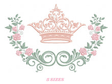 Load image into Gallery viewer, Crown embroidery designs - Laurel Wreath with Crown embroidery design machine embroidery pattern - newborn embroidery file crown design
