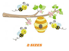 Load image into Gallery viewer, Bee embroidery design - Beehive embroidery designs machine embroidery pattern - Kitchen embroidery file - bee hive embroidery beekeeping
