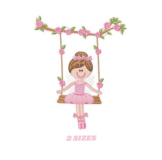 Fairy embroidery designs - Ballerina embroidery design machine embroidery pattern - Ballet design - baby girl embroidery fairy design pixie