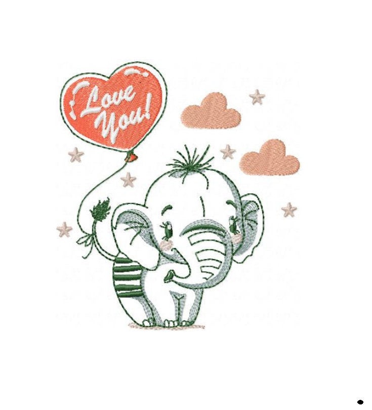 Elephant embroidery designs - animal embroidery design machine embroidery pattern - baby girl embroidery file - elephant rippled design boy