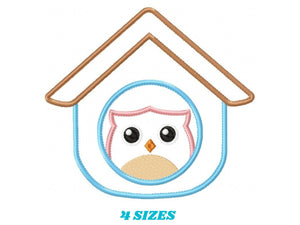 Owl embroidery design - Owl in a house embroidery design machine embroidery pattern - baby girl embroidery file - owl applique design pes