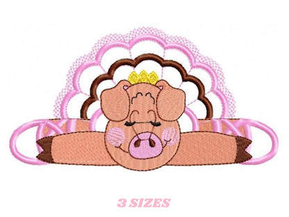 Pig embroidery design - Animal embroidery designs machine embroidery pattern - baby girl embroidery file - ballerina pig applique design
