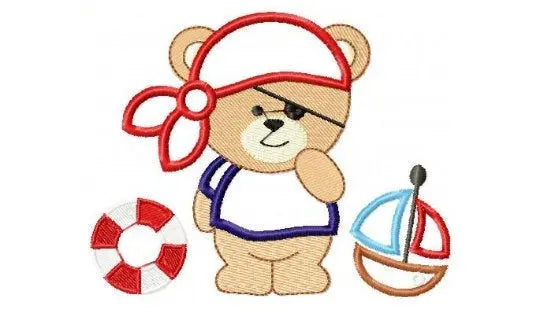 Pirate Bear embroidery designs - Pirate embroidery design machine embroidery pattern - sailor bear applique design - Nautical embroidery - Instant download Marcia Embroidery