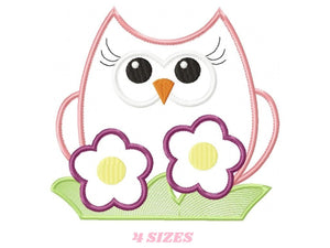 Bird embroidery design - Owl with flowers embroidery design machine embroidery pattern - baby girl embroidery file - owl applique design