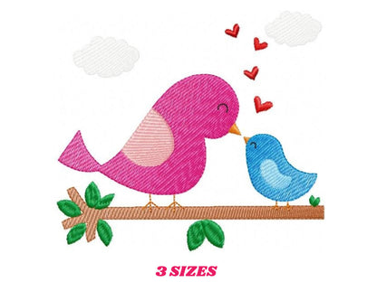 Bird embroidery designs - Birds embroidery design machine embroidery pattern - instant download fill stitch design baby girl embroidery file