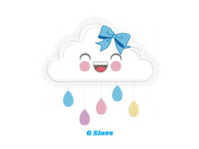 Laden Sie das Bild in den Galerie-Viewer, Cloud embroidery design - Rain embroidery designs machine embroidery pattern - Baby girl embroidery file - Kid embroidery cloud applique
