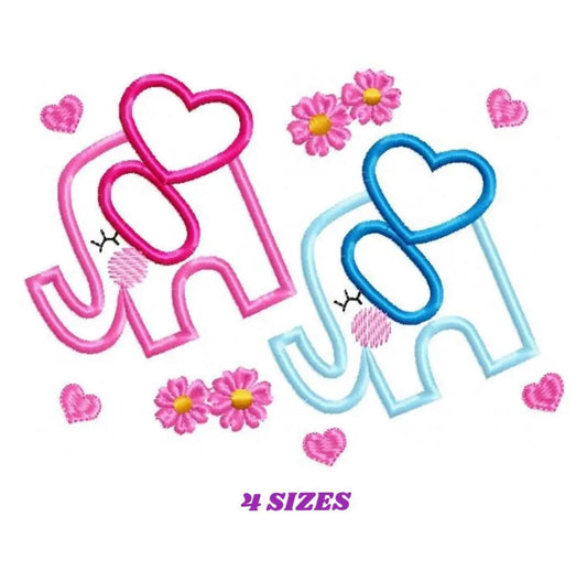 Elephant embroidery designs - Love embroidery design machine embroidery pattern - valentines embroidery file - love applique design download Marcia Embroidery