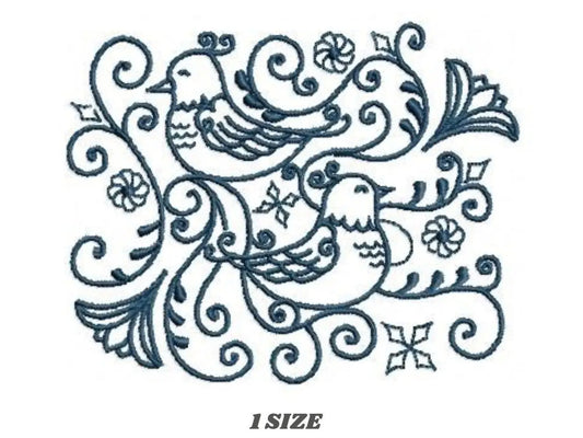 Bird embroidery designs - Fowl Quilt machine embroidery pattern - Arabesque Quilt embroidery file - Filigree Ornament - Instant download pes Marcia Embroidery