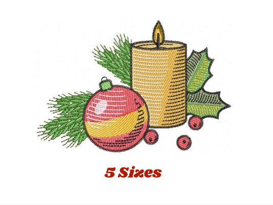 Xmas Candle embroidery designs - Christmas ornament embroidery design machine embroidery pattern - Religious embroidery - instant download