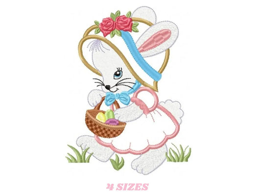 Bunny embroidery design - Rabbit embroidery designs machine embroidery pattern - baby embroidery file - kid embroidery rabbit with basket Marcia Embroidery