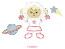 Cargar imagen en el visor de la galería, Astronaut embroidery designs - Girl embroidery design machine embroidery pattern - Space embroidery file - Rocket embroidery applique design
