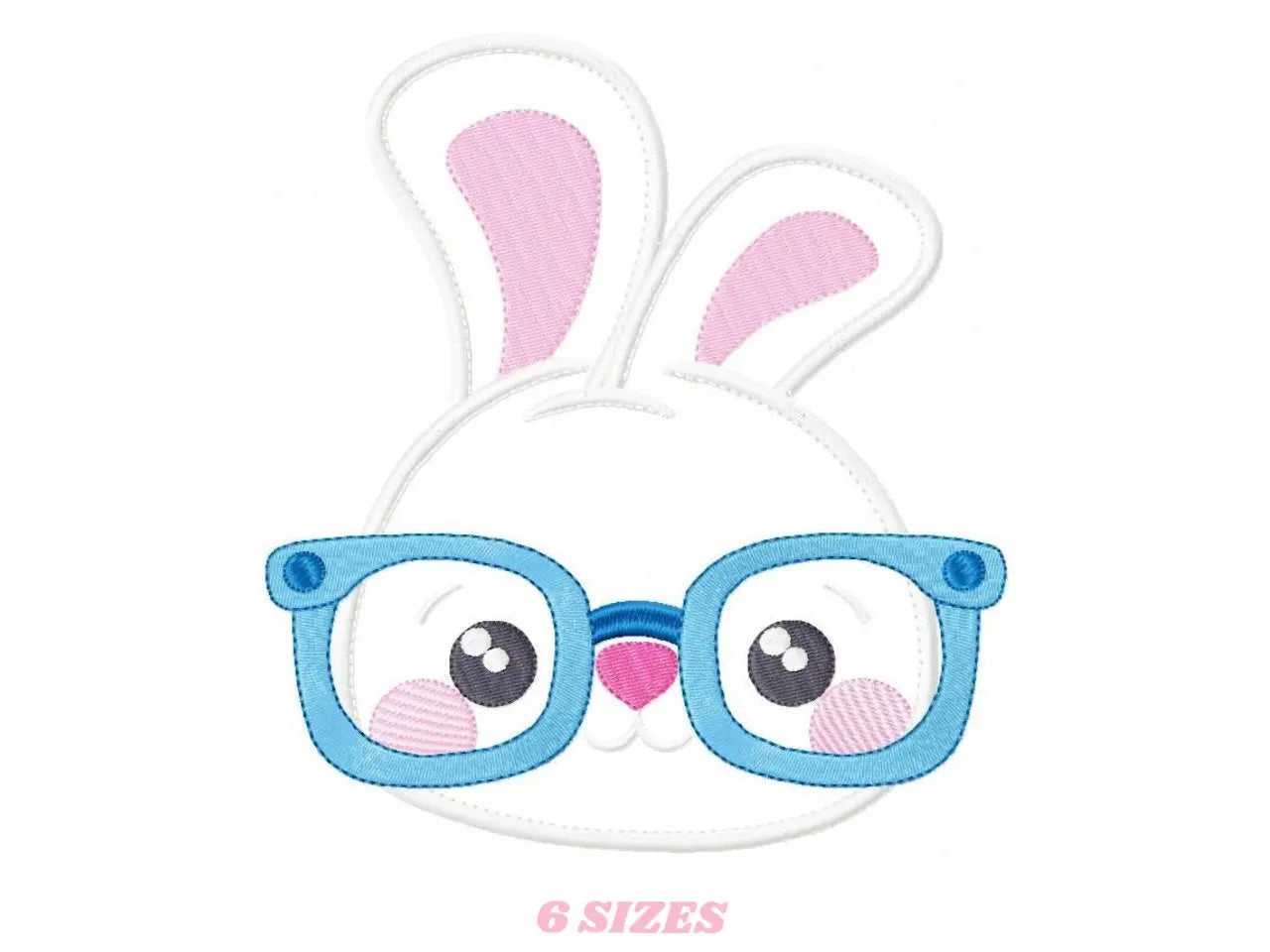 Bunny with glasses embroidery design - Rabbit face machine embroidery pattern - Boy Rabbit with glasses applique - Instant download pes Marcia Embroidery