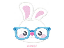 Cargar imagen en el visor de la galería, Bunny embroidery design - Rabbit embroidery designs machine embroidery pattern - baby boy embroidery file - kid rabbit with glasses applique
