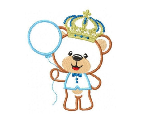 Bear embroidery designs - Teddy embroidery design machine embroidery pattern - King bear applique design - Baby boy embroidery file balloon