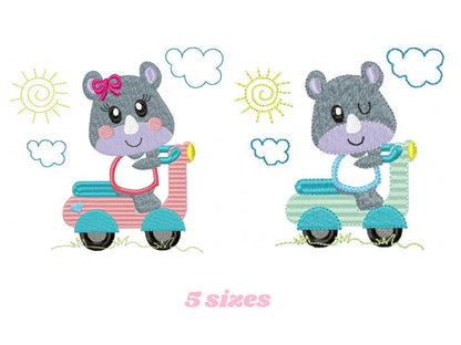 Rhino embroidery designs - Motorcycle embroidery design machine embroidery pattern - baby boy embroidery file - girl embroidery fill stitch Marcia Embroidery