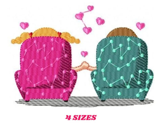 Couple on couch embroidery designs - Love Valentines embroidery design machine embroidery pattern - Boyfriend girlfriend - instant download Marcia Embroidery