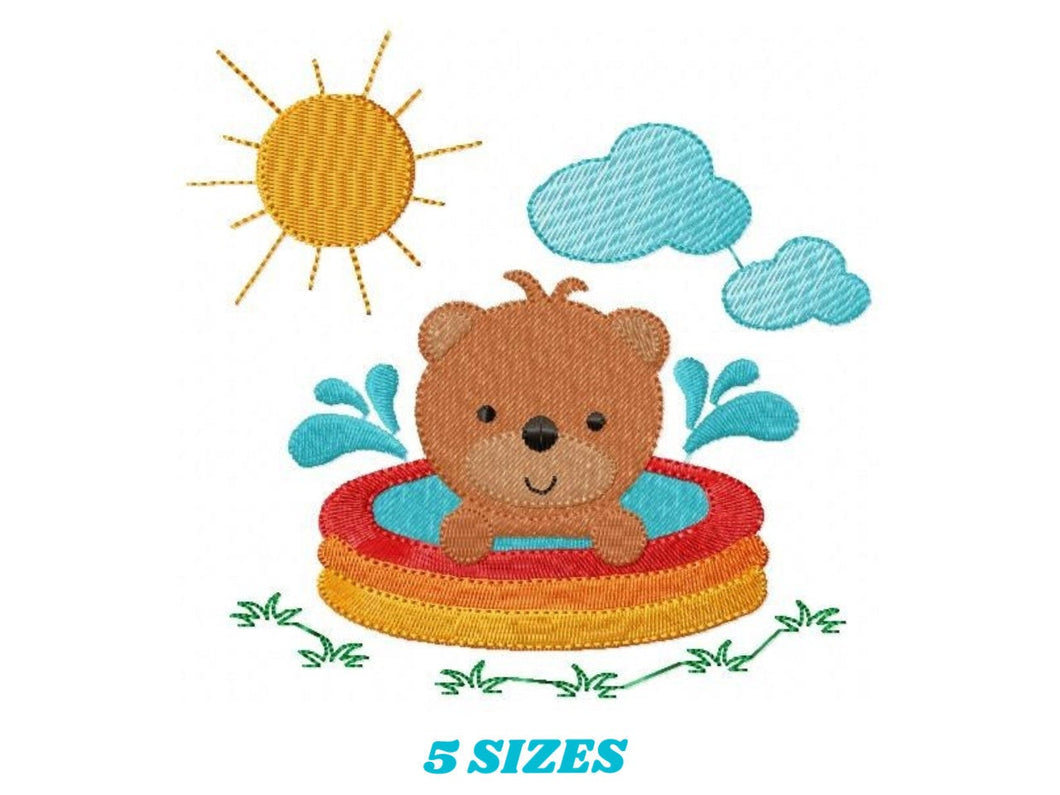 Bear embroidery designs - Swimming pool embroidery design machine embroidery pattern - Baby boy embroidery file - instant digital download